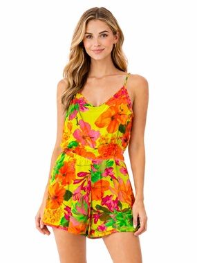 LUCY LOVE Vibrant Floral Sleeveless Romper size M